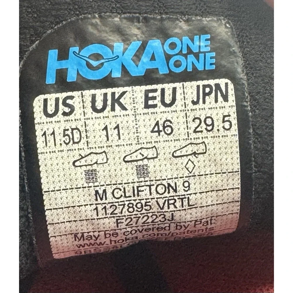 Hoka One One Clifton 9Blue White Athletic Running Shoes Sneakers Men's SZ 11.5 D